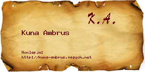 Kuna Ambrus névjegykártya